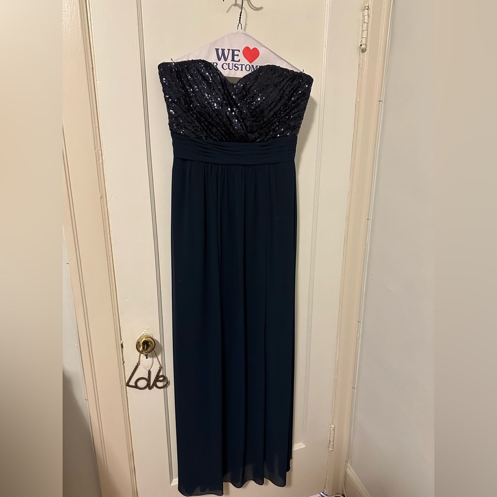 Navy blue floor length dress